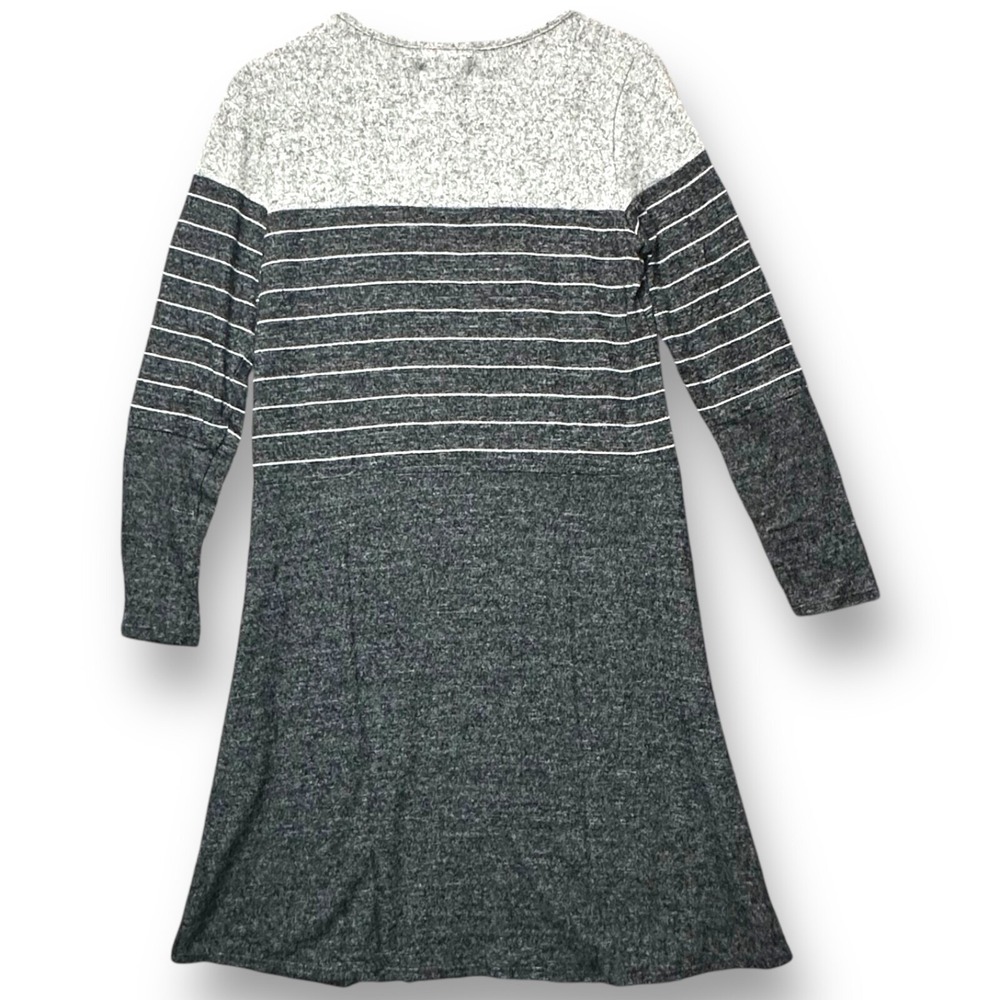 Ella Mara Gray Striped Knit Dress M Petite Minimalist Quiet Luxury Soft Girl - Picture 3 of 10